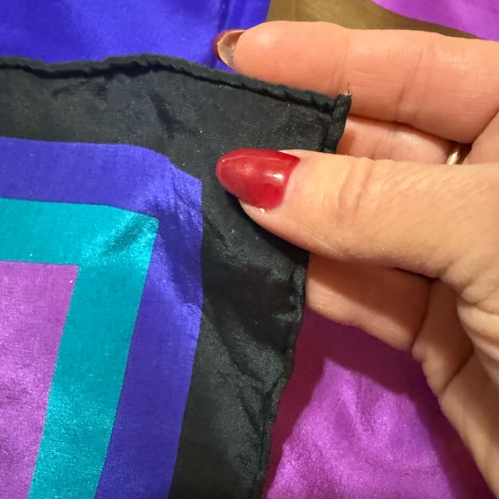 Yves Saint Laurent Silk Purple and Black Scarf - Picture 5 of 5